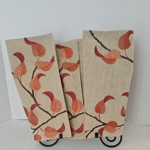 Crate&Barrel Etienne Tan Embroidered Rust Orange Brown Table Placemats Set of 4